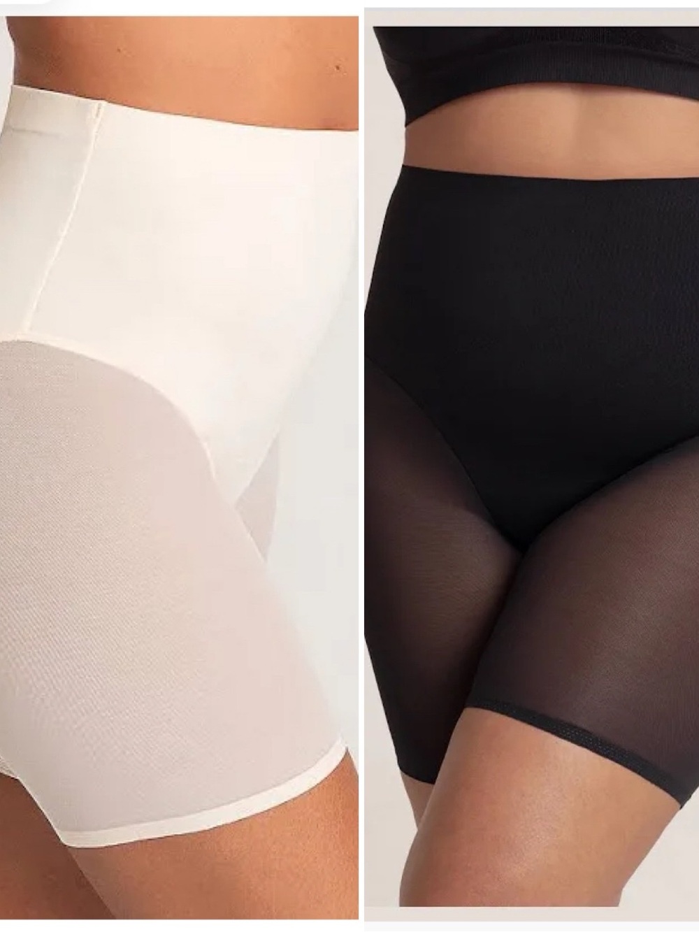 Shapermint Essentials Empower Mesh Shaper Shorts Black & Beige